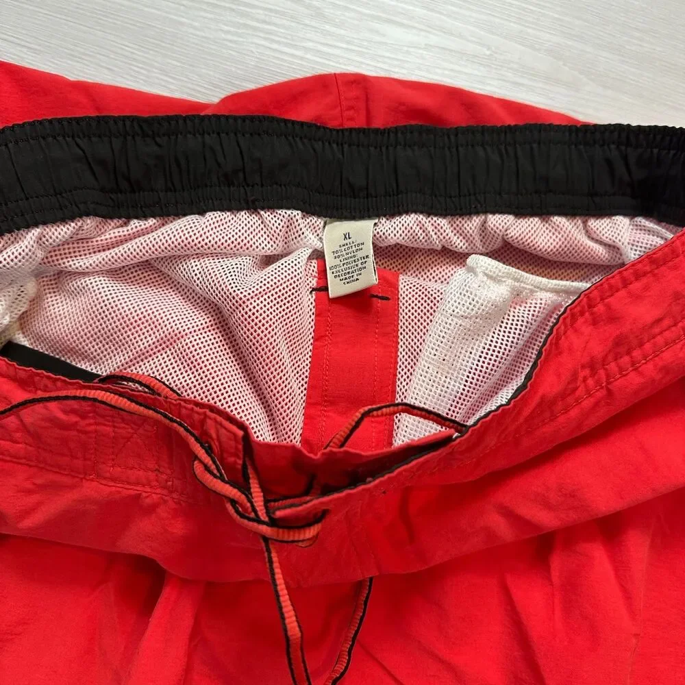 Daniel Cremieux Men XL Swim Trunks Red Black Cargo Board Shorts Mesh Lined Pouch